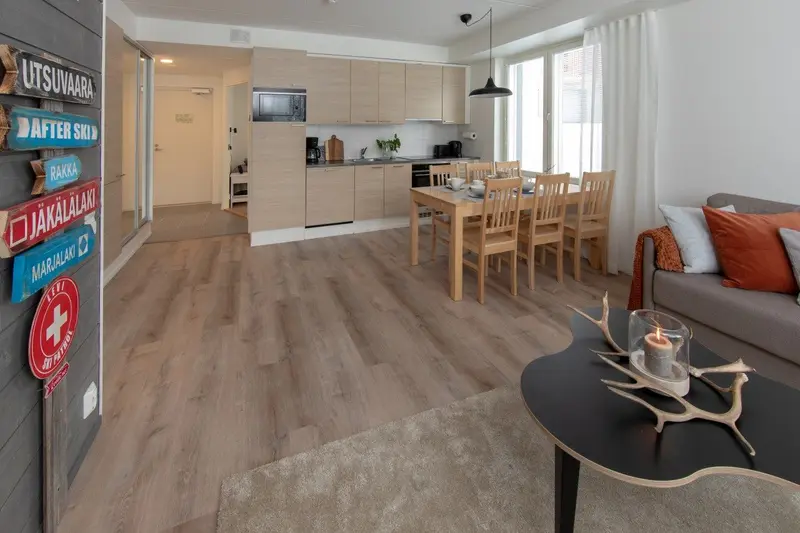 Skistar apartment living room and kitchen