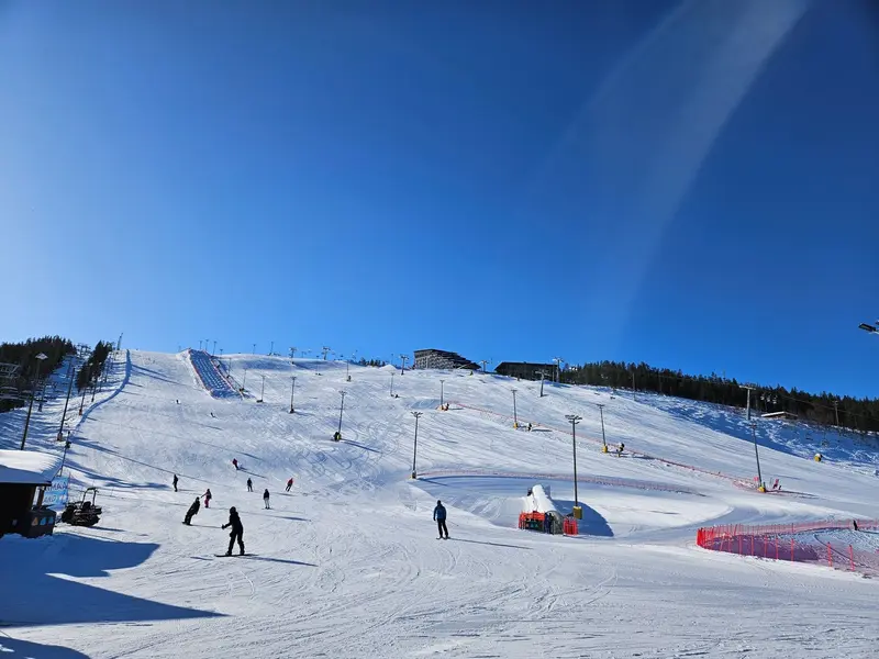 Floodlit ski slopes in Levi during winter