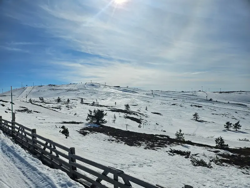 View from the top of Levi fell over the winter landscape